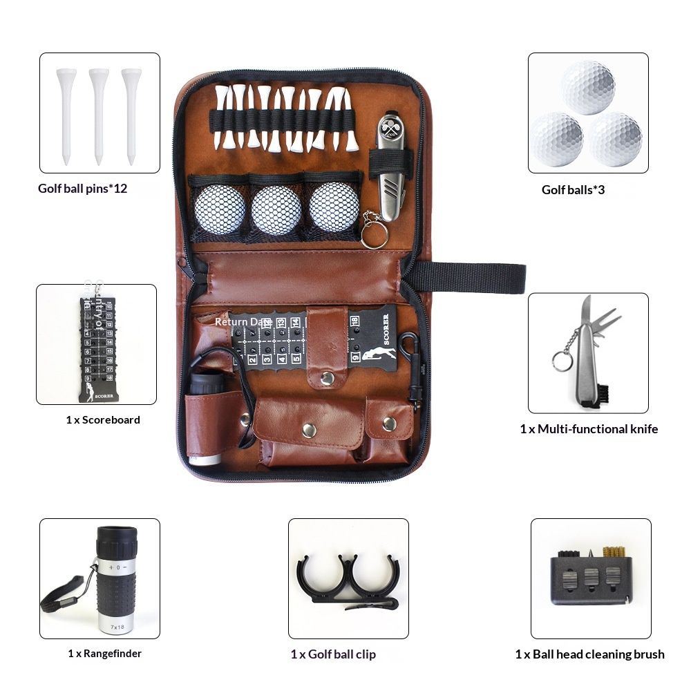 Golf Gifts for Men and Women, Golf Accessories Set with Hi-End Case, Golf Balls, Rangefinder, Golf Tees, Brush, Multifunctional Divot Knife, Scorer, Golf Ball — image 3
