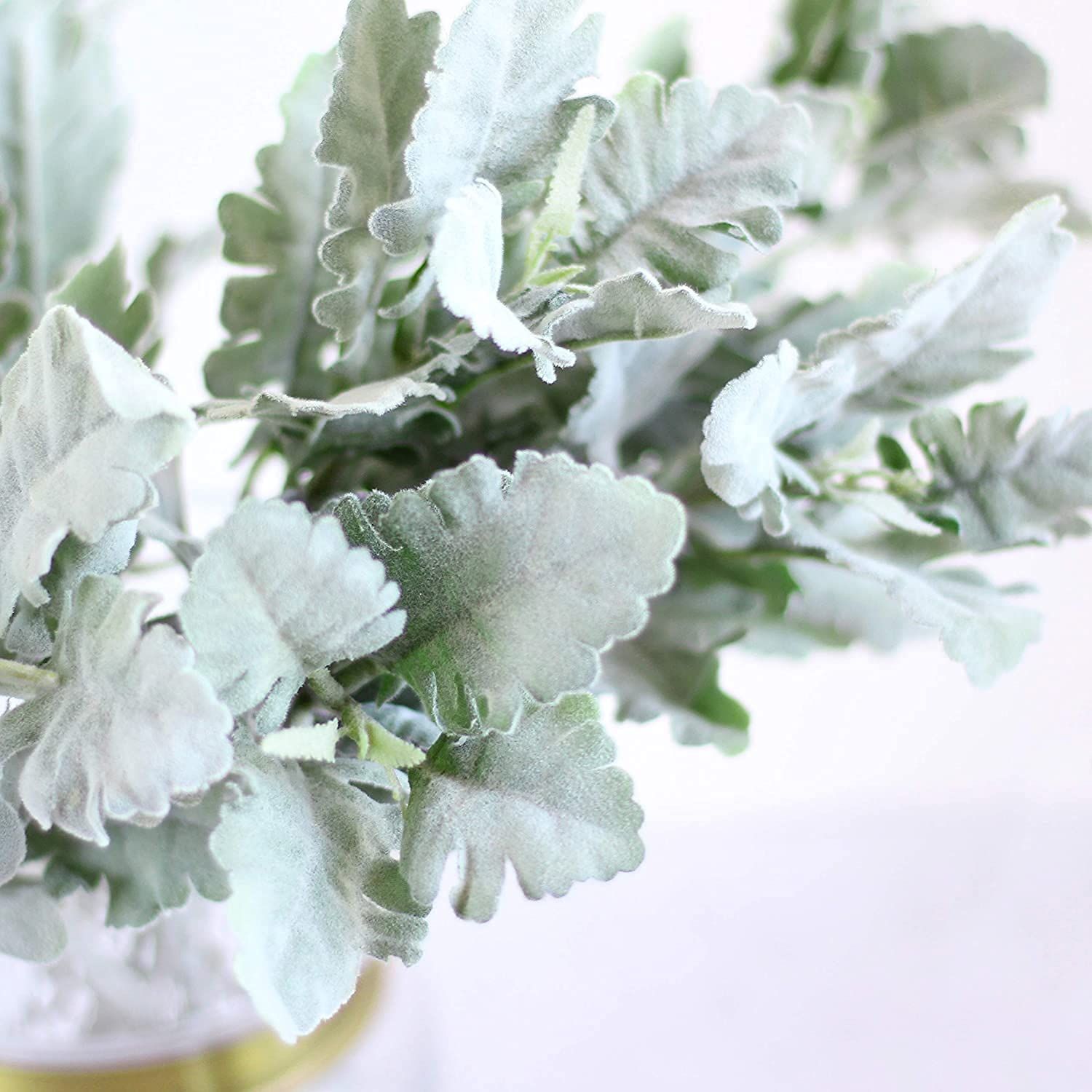 4pcs,Ins Grey Simulation Plant Silver Leaf Chrysanthemum Plush Sheep Horn Leaf Home Decoration Ornament Versatile