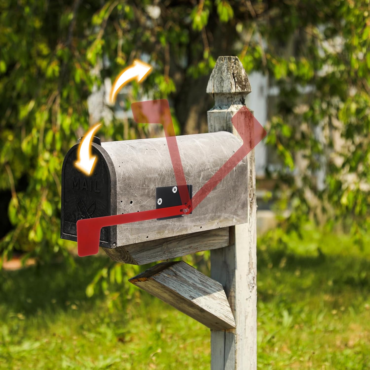Flag for Mailbox,Red Mailbox Flag Replacement Kit Stainless Steel Mail Box Flags for Outside Metal Wood Wall Two Installation Options — image 5