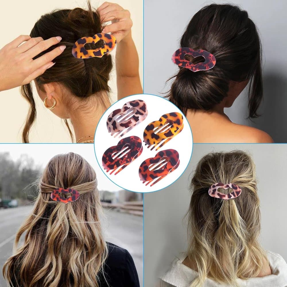 4-Pack Flat Hair Clips, Multicolored, Strong Grip Comfortable Design for Thin and Thick Hair, Oval/Square โ image 3