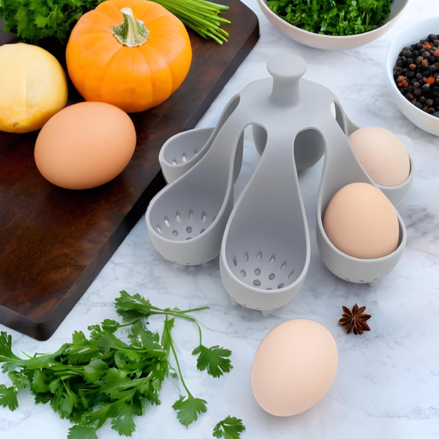 Silicone Egg Boiler Rack, Egg Poacher Egg Boiler Holder Holds 6 Eggs for Easy Cooking and Fridge Storage, Dishwasher Safe โ image 5