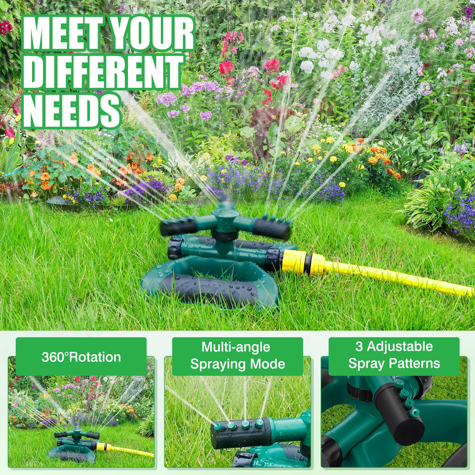 Courtyard watering tool, large area rotating garden watering tool, lawn and courtyard watering tool (green) — image 4