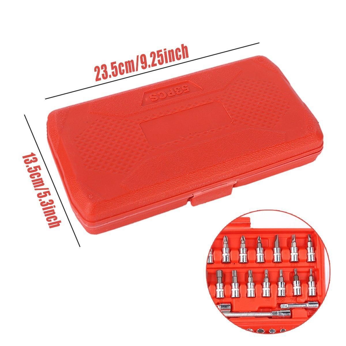 53PCS Metric Deep Socket Set 1/4" Drive Wrench with Flexible Extension Bar Tools — image 4