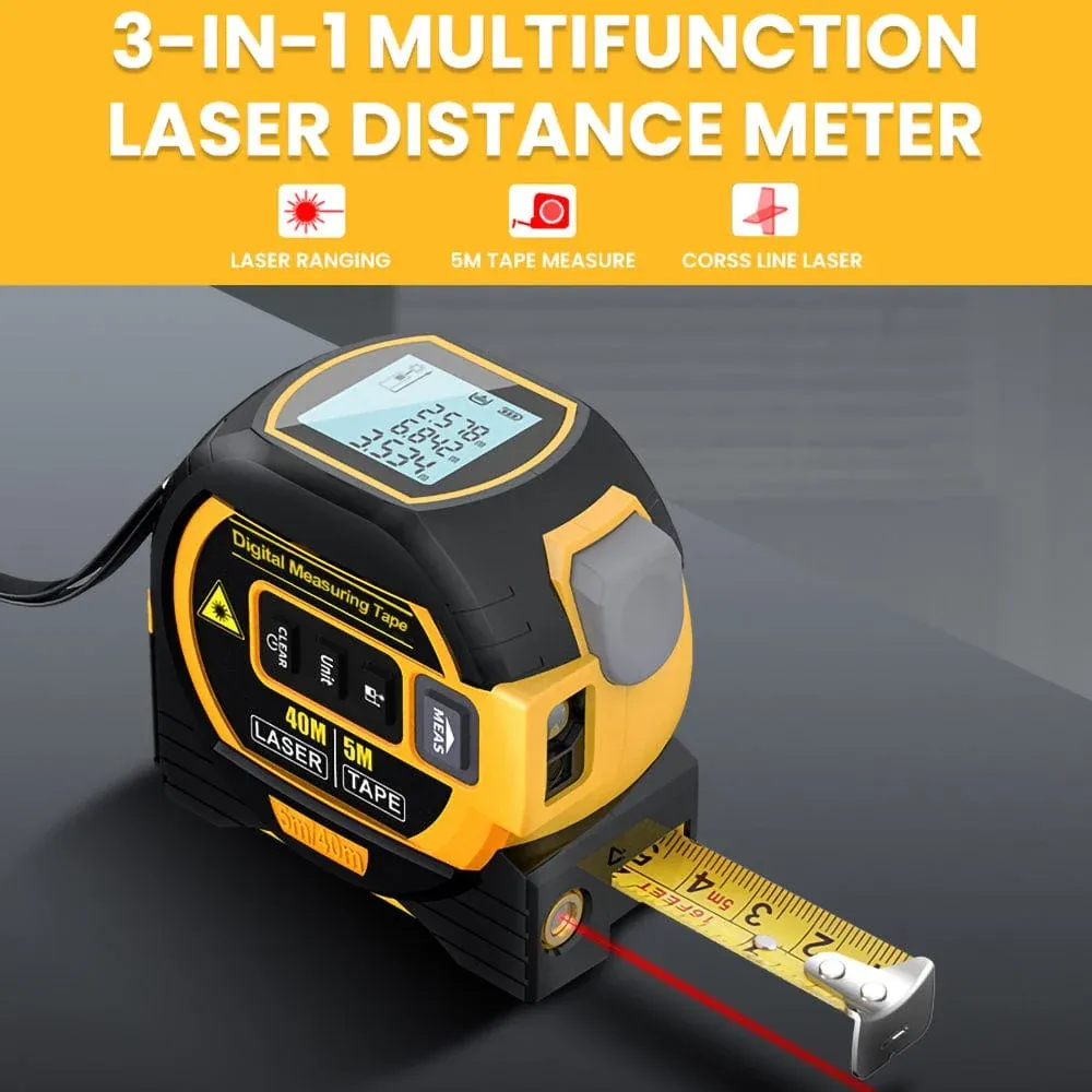 40m Laser Measure, Cross-line Laser Level, 5m Tape Measure Yellow — image 3