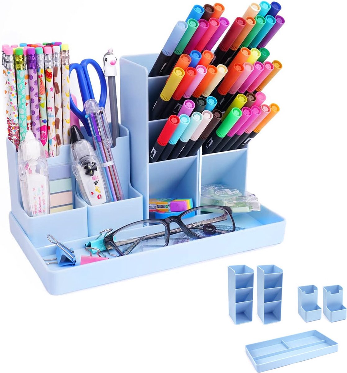 Pen Tray - 13 Compartments - Pen Holder - Desk Organizer - Pen Trays - Desk Organizer - Pen Case - Plastic - Removable - Storage System - Letter Tray - Desk