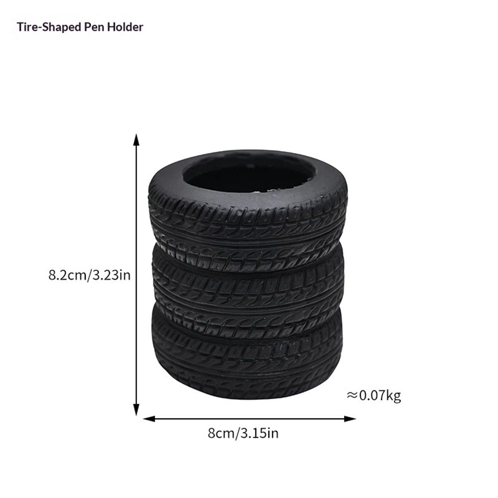 Tire Shaped Pen Holder for Desk, Novelty Office Decor, Tabletop Pencil Holder, Black Pen Organizer with Base, car enthusiasts Mechanic Present โ image 2