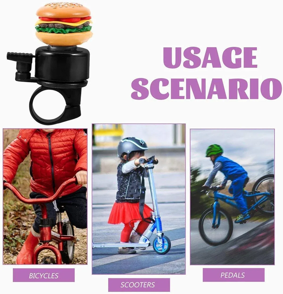 Cute Food Style Bicycle Bell Loud and Fun Handlebar Accessory - French fries — image 6