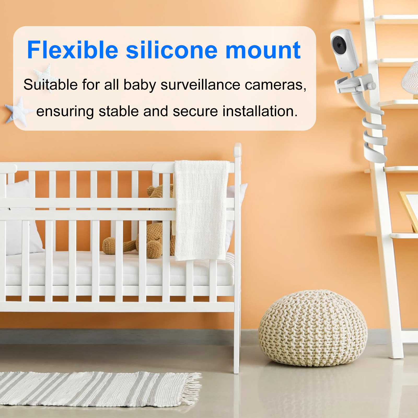 Universal Baby Monitor Holder Longer White Flexible Silicone Baby Camera Tripod — image 2