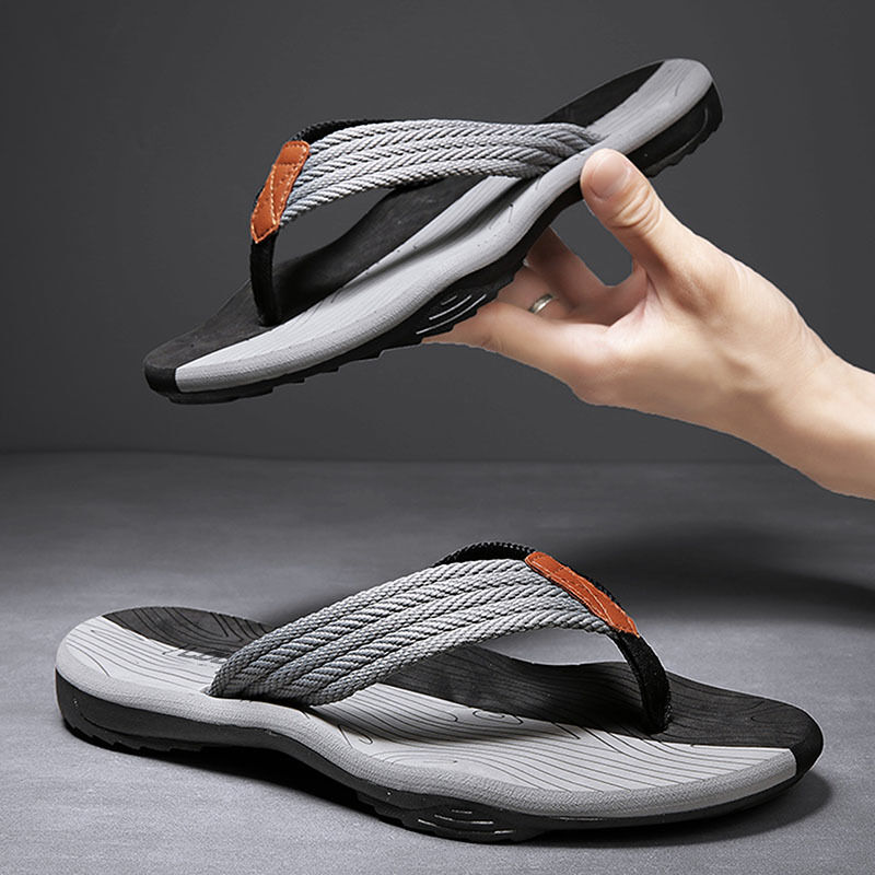 Men's Outdoor Non-Slip Flip Flops, 6 Colors EVA Lightweight Thick-Sole Beach Sandals for Casual & Sports(black and gray-45) โ image 3