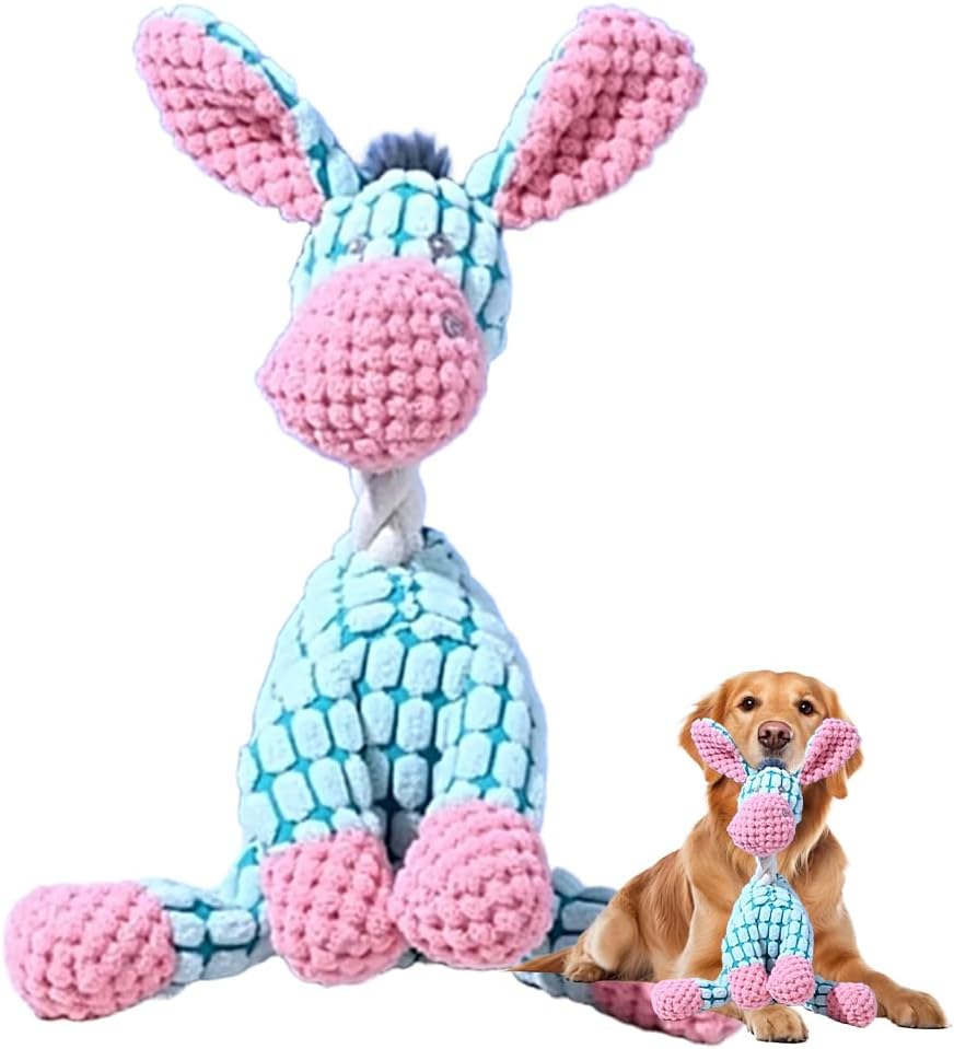 2026 New Dog Toys, Indestructible Plush Toy for Aggressive Chewers, Interactive Squeaky Soft Puppy Chew Toy, Durable Teething Toys Small Medium Large Dogs (Sky