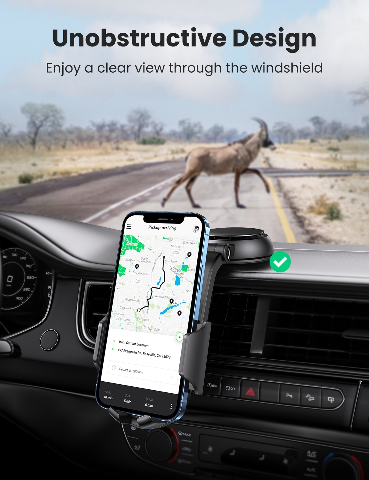 UGREEN 20473 Waterfall-Shaped Suction Cup Phone Mount — image 3