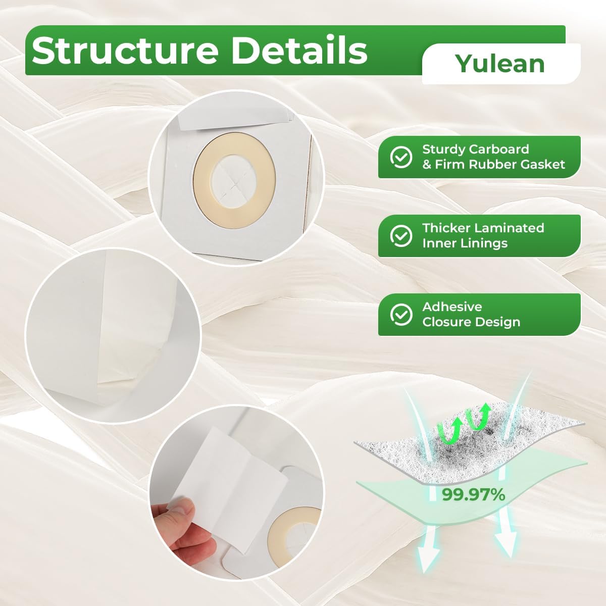 6 Pack Style 7 Vacuum Bags Compatible with Bissell Upright Vacuums: PowerForce 1739 3522 3525 71Y7, PowerGlide 3545, Plus 3350 3550 3553, Lift-Off 3554 — image 4