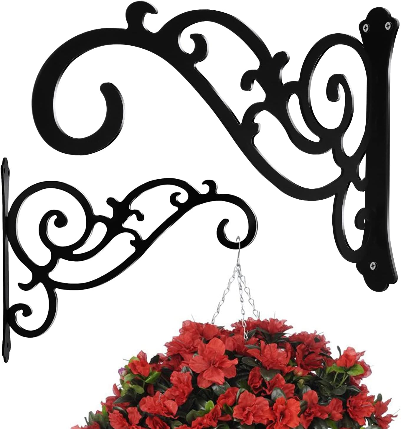Hanging Basket Wall Planter Indoor Outdoor 5.5 × 6 Inch Black 2 Pack
