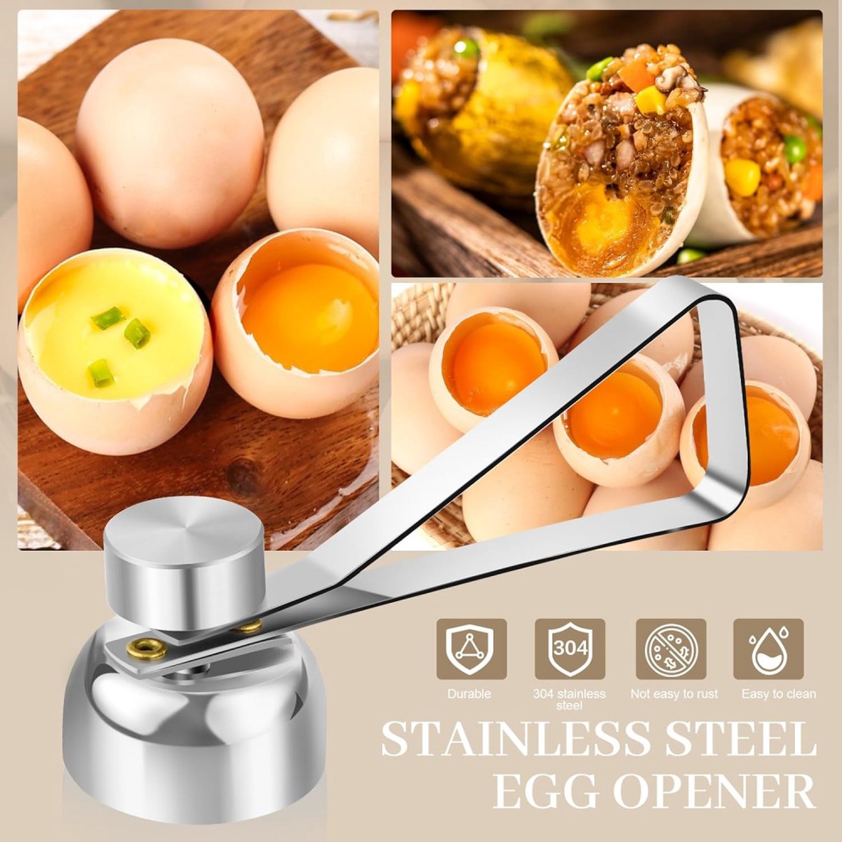 Eggshell Cutter - Stainless Steel - Eggshell Opener - Egg Beheader - Egg Topper - Egg Slicers - Egg Topper - Eggshell Splitters - Egg Pricker - Eggshell — image 4