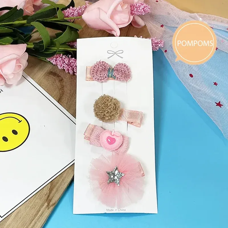 3/4PCS Christmas Hair Clips Set Bow Flower Hairpin Hairgrip Cute Girls Barrettes - Three leaves Set — image 6