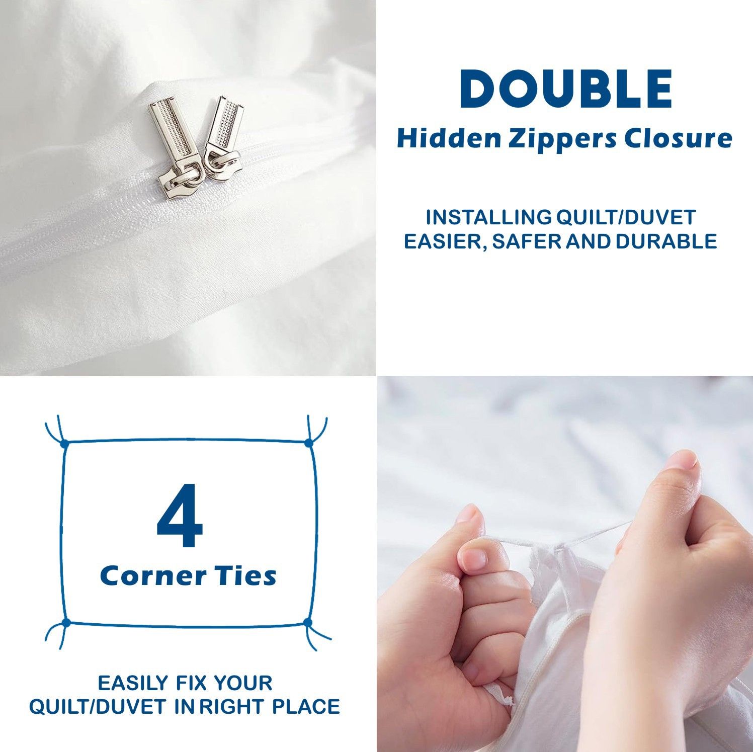 3 Piece Hotel Soft Microfiber Quilt Cover Set-2000TC Duvet/Donna Cover Set & Pillowcases -1 Quilt Cover Zipper Closure & 1 x Pillowcases-Breathable Bedding — image 3