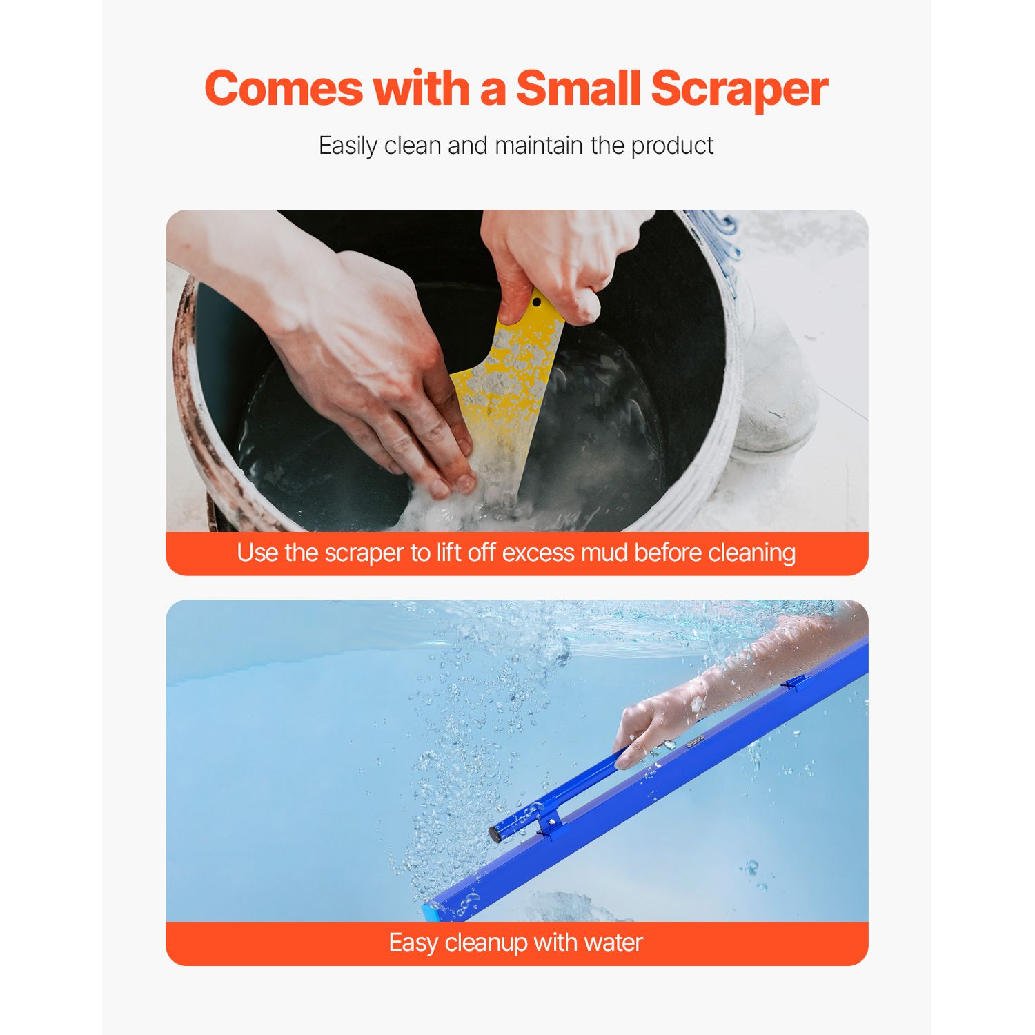Concrete Screed, 120.5 cm Screed with Level Vial, Easy Cleanup & End Cap Design, Aluminum Lightweight & Reversable Handle for Leveling Floors, Small-Scale — image 6