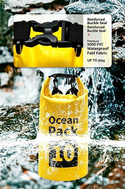 Ocean Pack Waterproof Dry Bag, 15L Double Shoulder Strap, 500D PVC Waterproof Sack for Kayaking, Swimming, Fishing, Camping, Outdoor Travel, Floating Dry β image 3