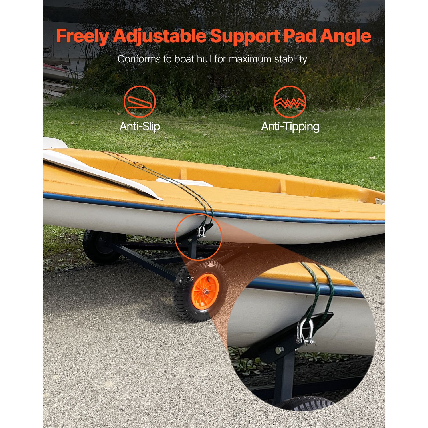 420lbs Boat Trailer Dolly Mover Adjustable Length with 15.7 in Pneumatic Tires — image 6