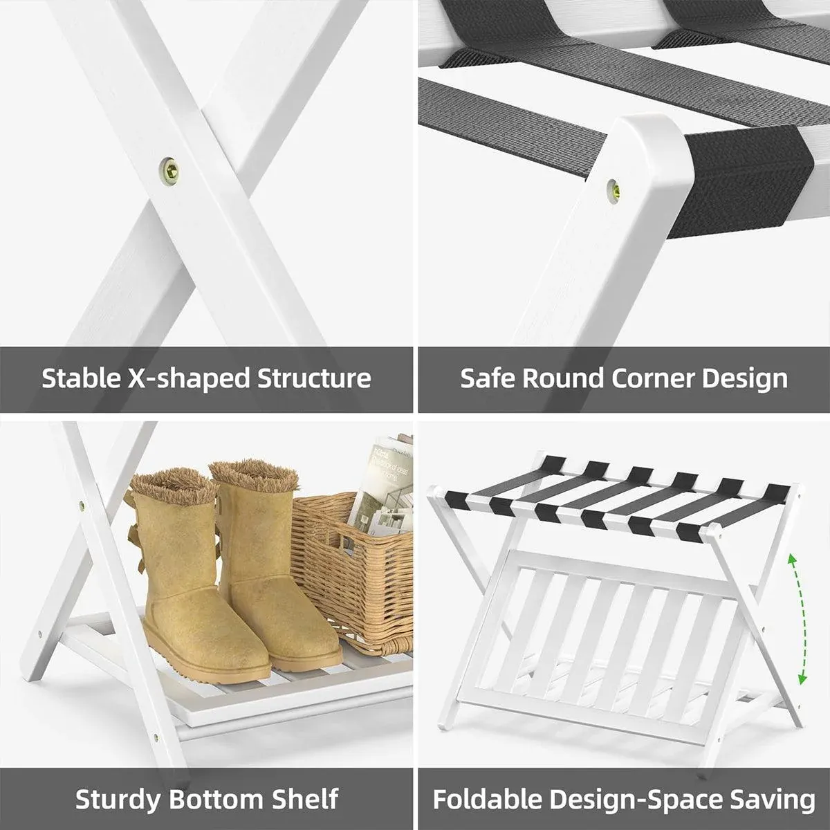 Foldable Luggage Rack Stand Portable Black Storage Shelf for Bedroom Travel — image 6