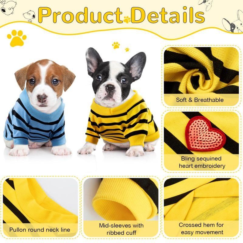 4Pcs Striped Pet T-Shirt Spring Summer Universal Clothes for Cat Dog Dachshund French Bulldog โ image 5