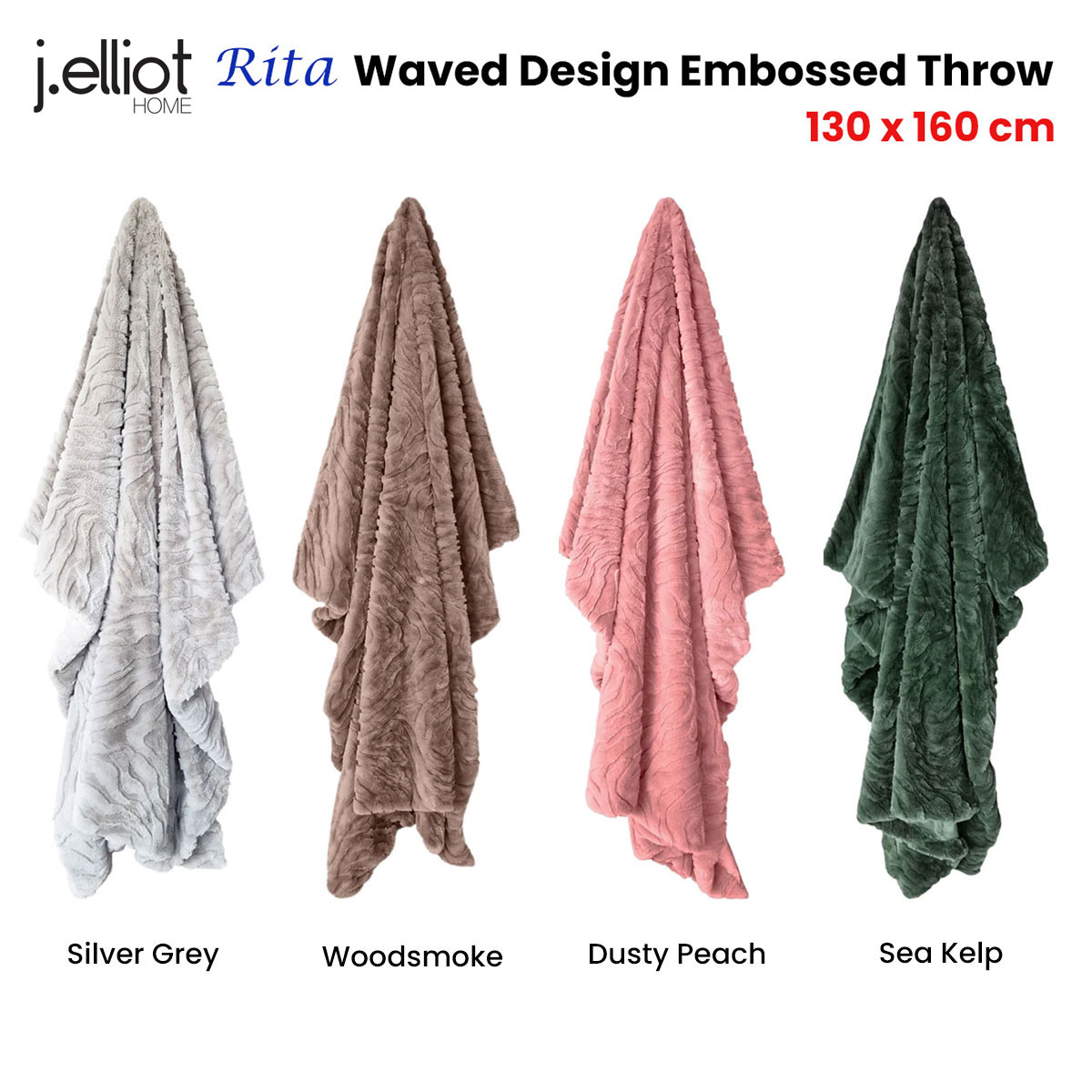 J Elliot Home Rita Dusty Peach Faux Mohair Throw Rug 130 x 160cm โ image 2