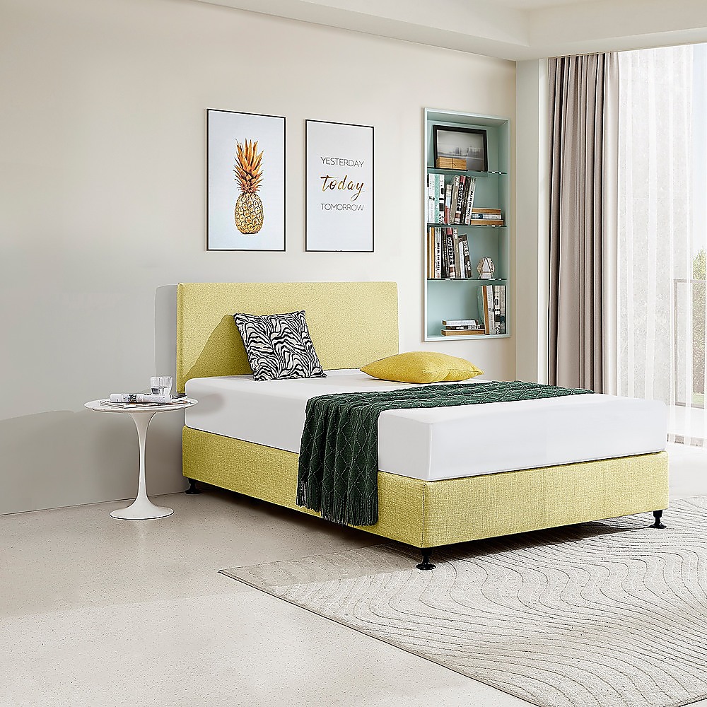 Linen Fabric Double Bed Deluxe Headboard Bedhead - Sulfur Yellow โ image 4