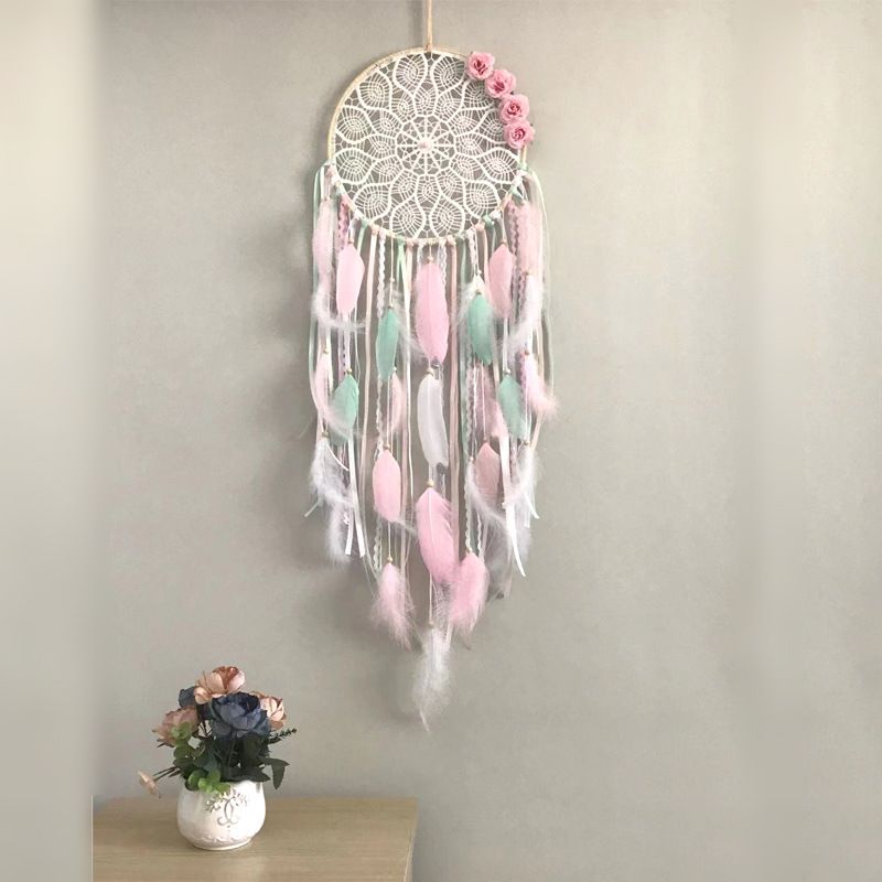 Colorful Dream Catchers,Handmade Feather Native Circular Net for Boys Bedroom Wall Hanging Decoration Wall Art Ornament Craft — image 5