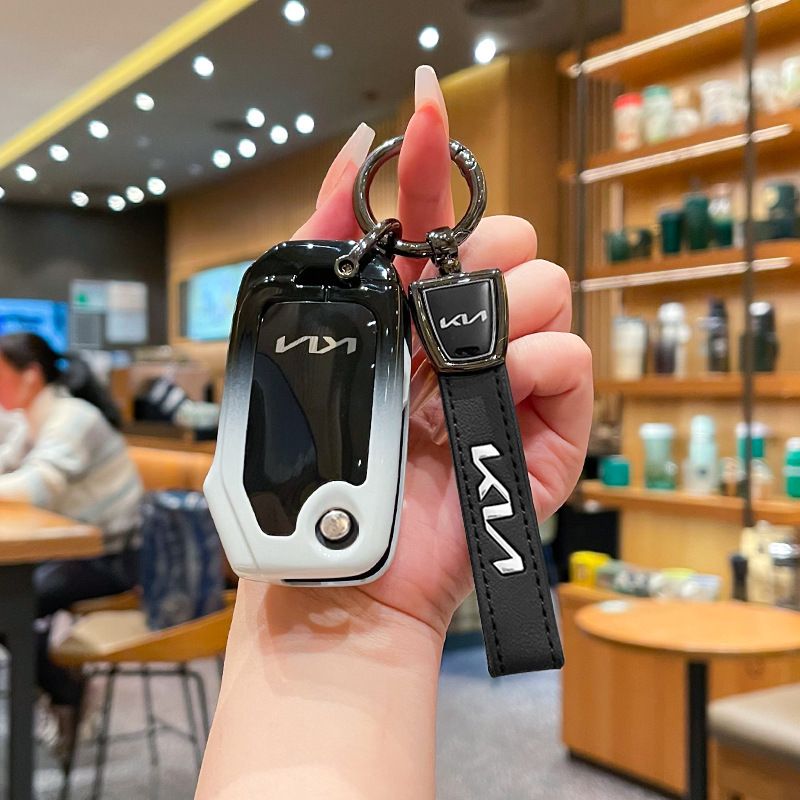 Kia Key Cover Fragrant Car Island H3 Gradient Black Standard H4 key gradient black and white single pack + metal buckle — image 3
