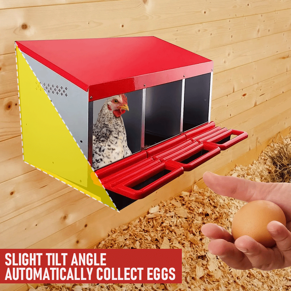 Chicken Hen Coop Hutch Nesting Box 3-Hole Roll Away Metal Design 52 × 47.5 × 81cm Durable Indoor Outdoor Laying Box with Easy Access Ventilation — image 4
