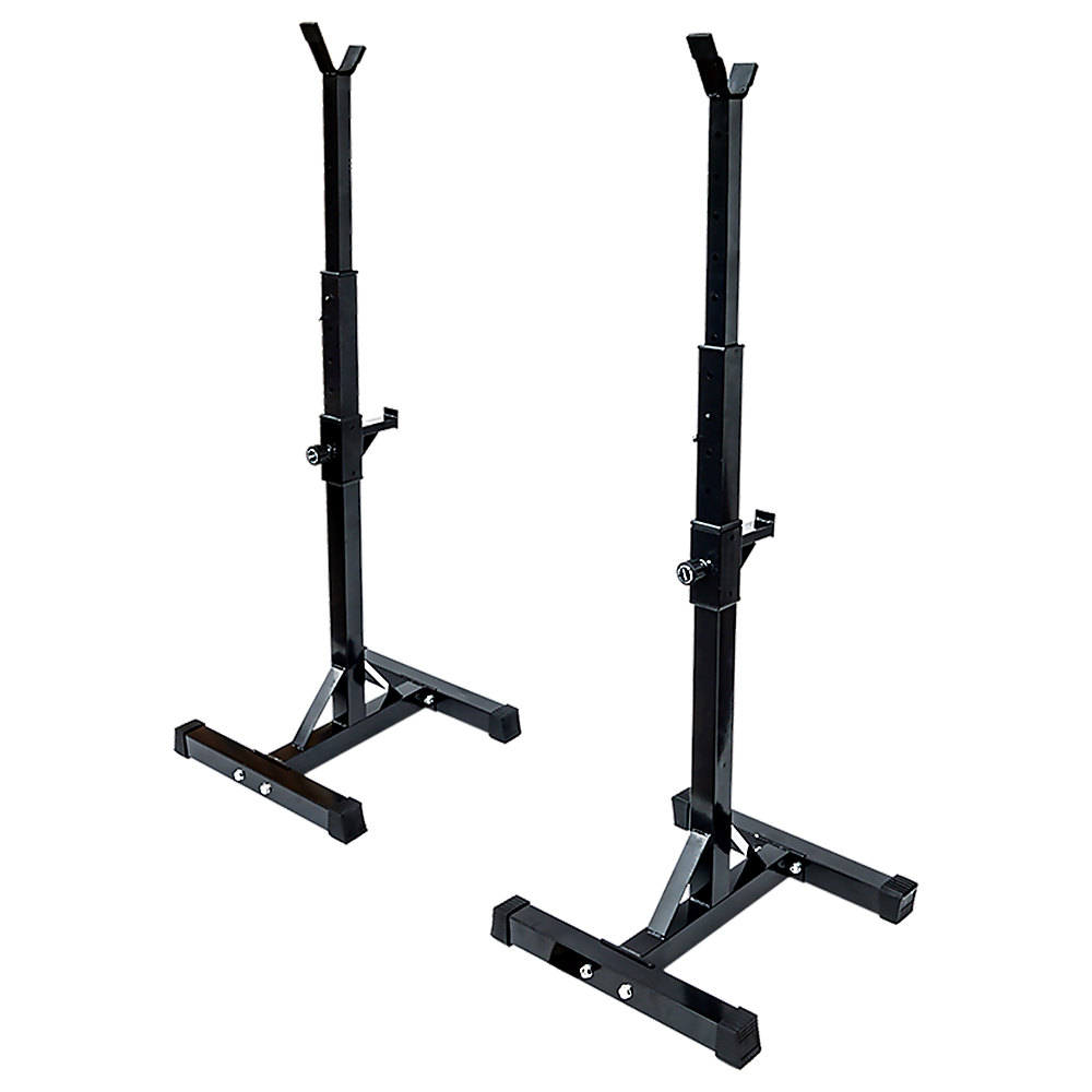 Adjustable Squat Rack Pair Steel Barbell Bench Press Stands Gym Home — image 4