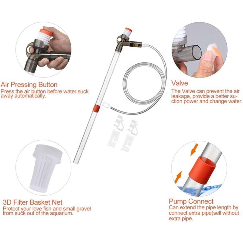Aquarium Vacuum Cleaner Fish Tank Gravel Cleaning Kit With Siphon For Water Change - Cleaning Pump With Air Pressure โ image 3