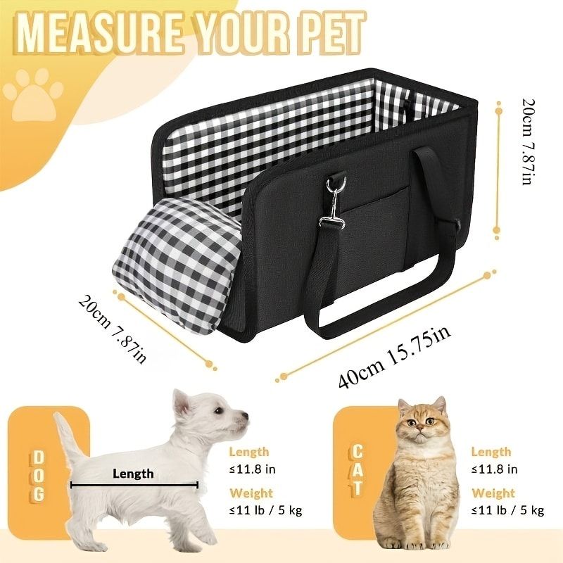 Portable Pet Car Seat for Small Dogs & Cats, Foldable Center Console Pet Bed with Safety Tether, Anti-Slip Bottom, and Removable Cushion for Safe and — image 4