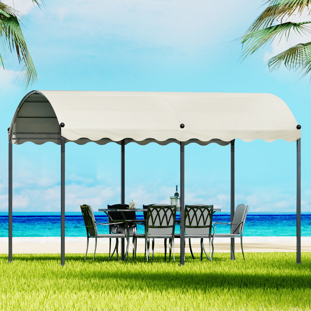 Instahut Gazebo Marquee 4 × 3m Outdoor Event Wedding Tent Camping Party Shade Iron Art Canopy Beige