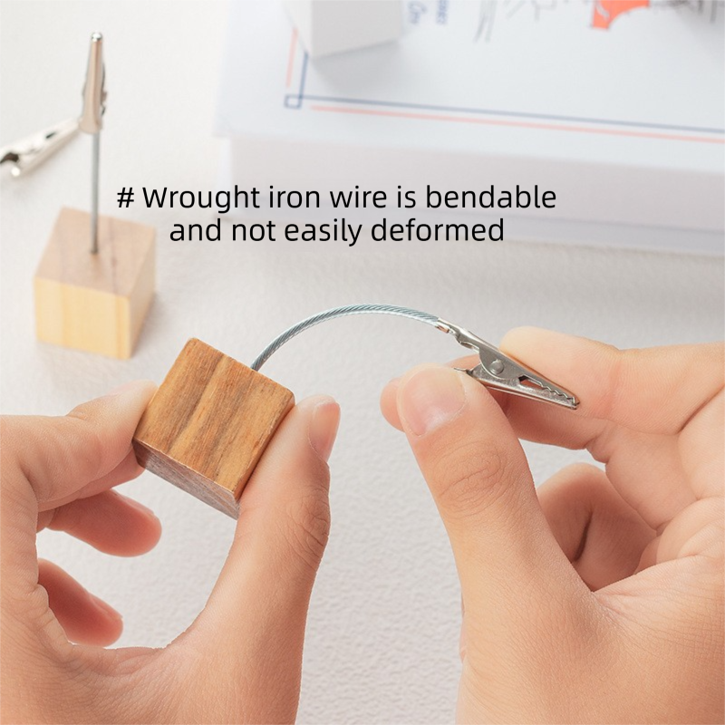 Black 4 Pack Wooden Cube Memo Clips Photo Holders with Flexible Wire Alligator Clasp for Weddings Home and Office Desk Decor 11cm Height โ image 2