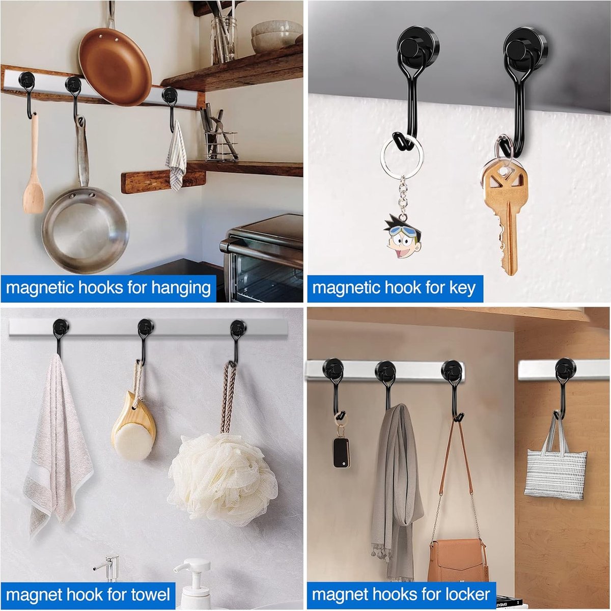 Towel Hook - Hooks - With Hooks - 24 Kg Magnetic Hooks - Heavy Duty Strong Magnets - For Grill Ceiling Magnetic Board Kitchen Office - For Kitchen Fridges — image 3