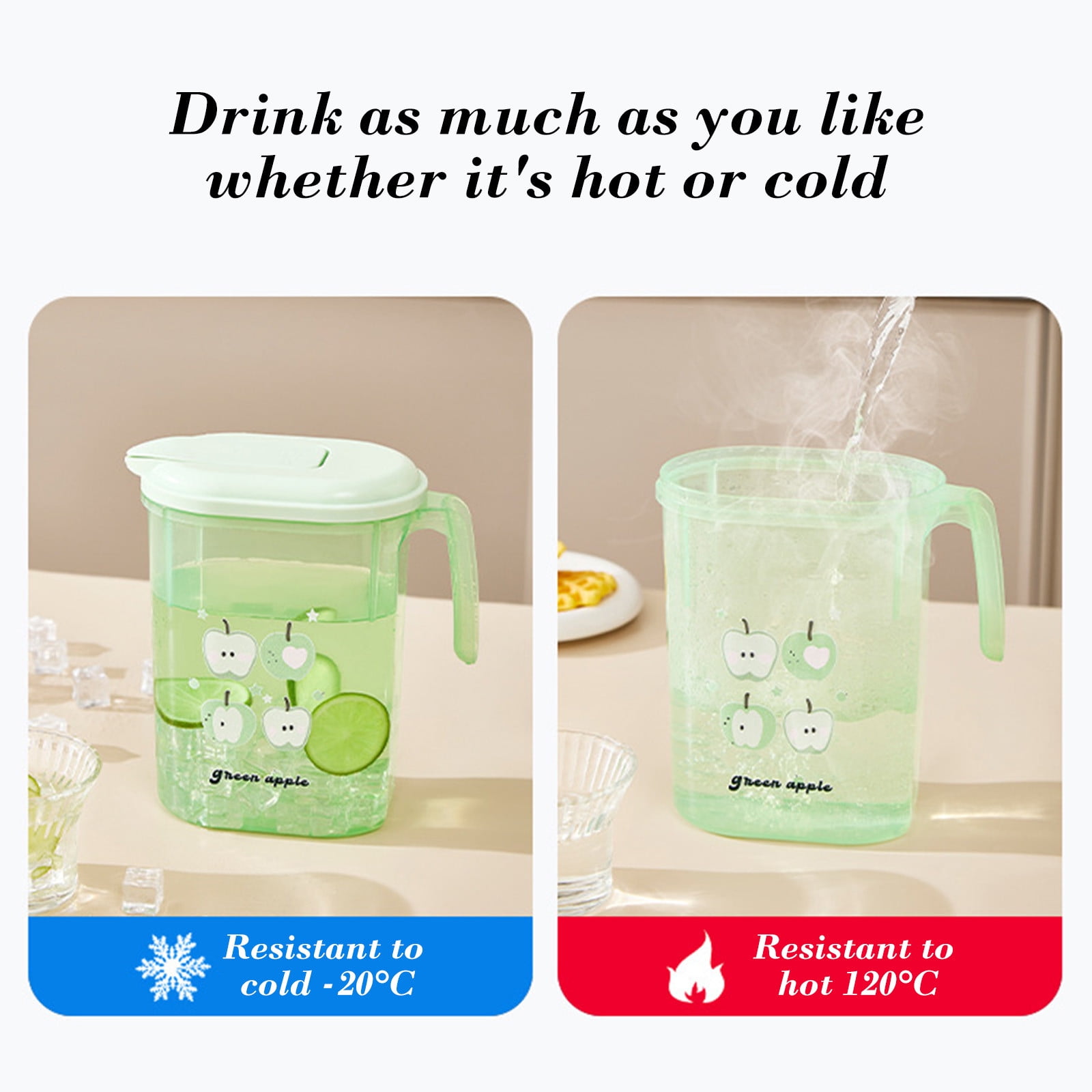 Water Pitcher with Lid, 2 L Plastic Pitcher for Tea & Juice Water, Hot/Cold Water Jug, Tea Pitcher, Juice Pitcher, 13.5 x 7.2 x 4.7 Inch Z-9-Green โ image 6