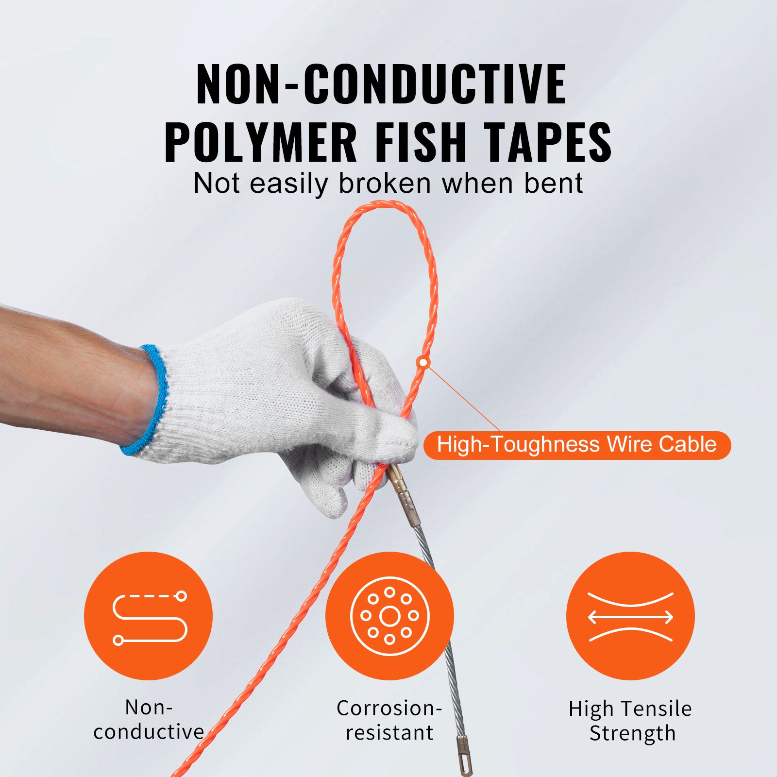 Fish Tape, 38.1 m Length, 4.5 mm, PET Wire Puller with Optimized Housing and Handle, Easy-to-Use Cable Puller Tool, Flexible Wire Fishing Tools for Walls and — image 3