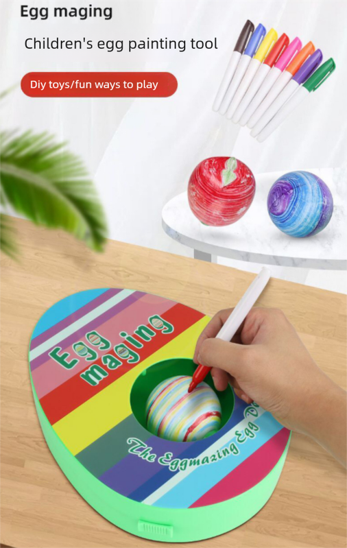 Easter Egg Decorating Kit Electric DIY Egg Painting Machine with 8 Colourful Markers and 3 Toy Eggs Rainbow Set — image 2