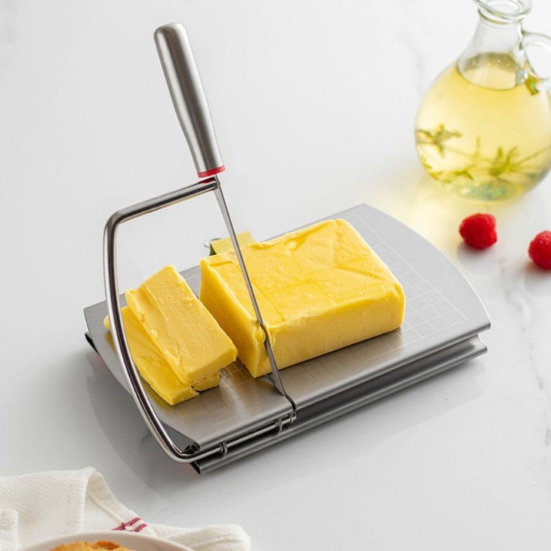 Stainless Steel Cheese Slicer with Measuring Scale, Non-Slip Manual Cutter for Ham Butter Bread Fruit Vegetable β image 5
