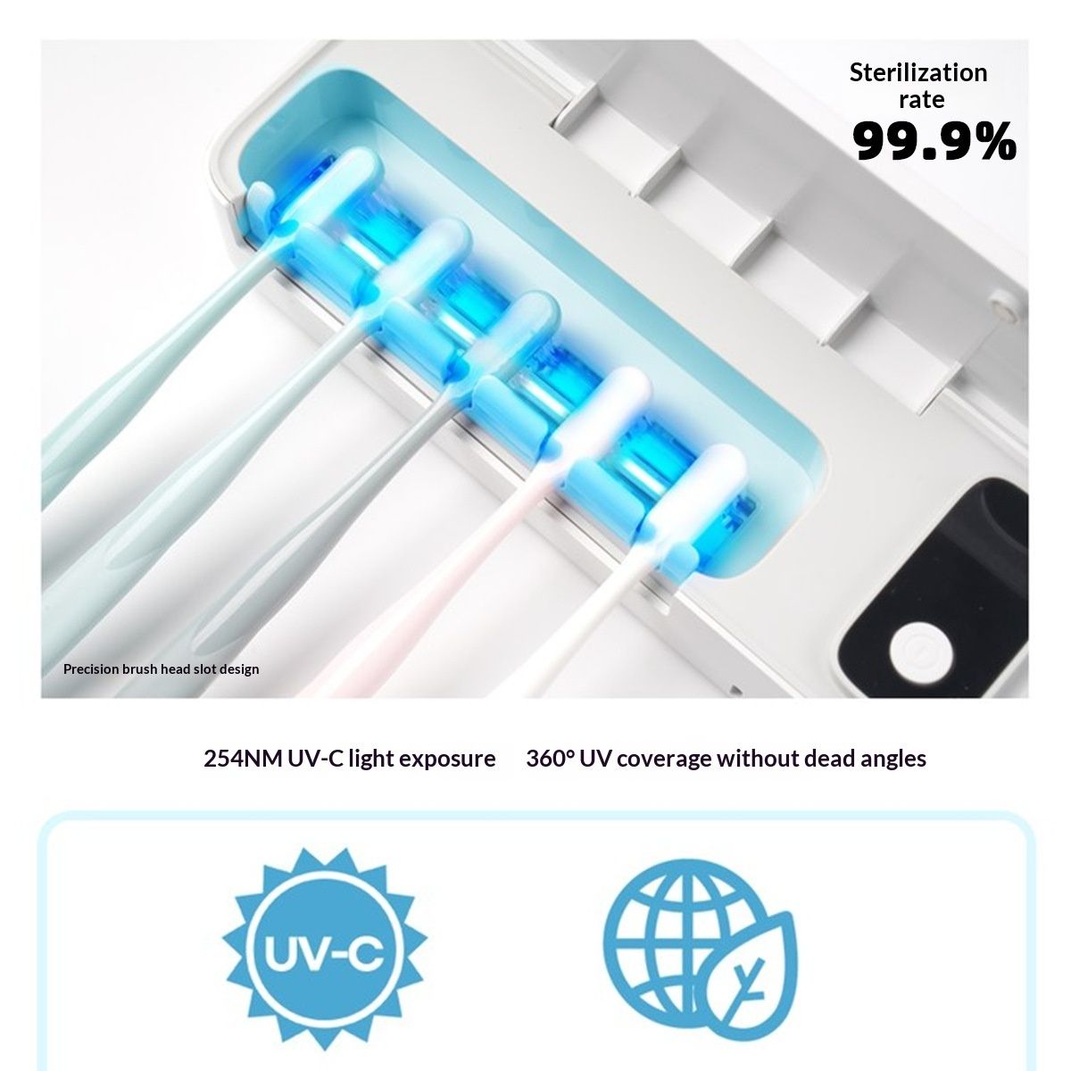 Toothbrush Cleaner, 5 Slots Wall Mounted Toothbrush Holder for Bathroom, Timer Function, Cordless & No Drilling โ image 2