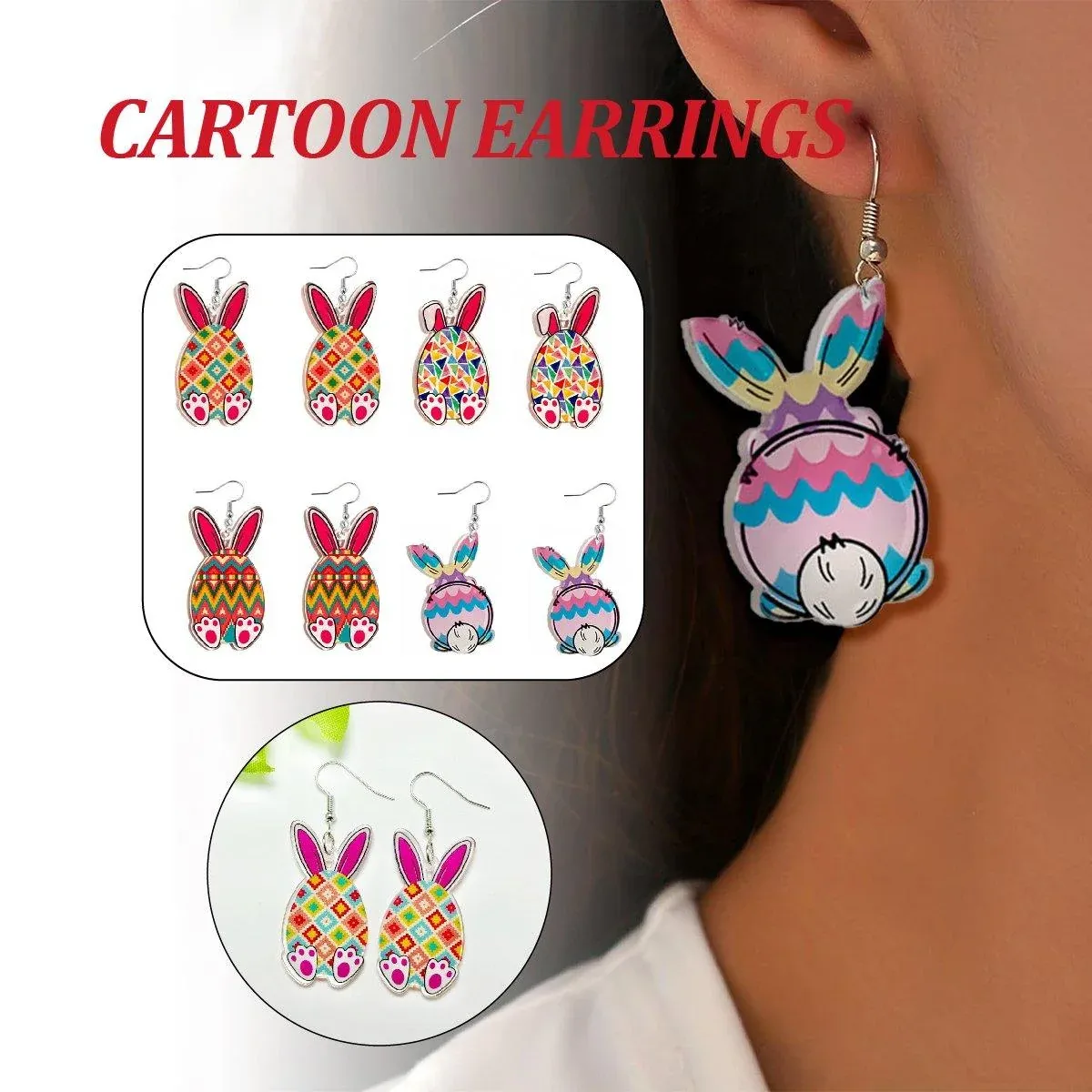 Easter Acrylic Bunny Earrings Cute Cartoon Rabbit Jewelry Spring Holiday Gifts - 1 โ image 2