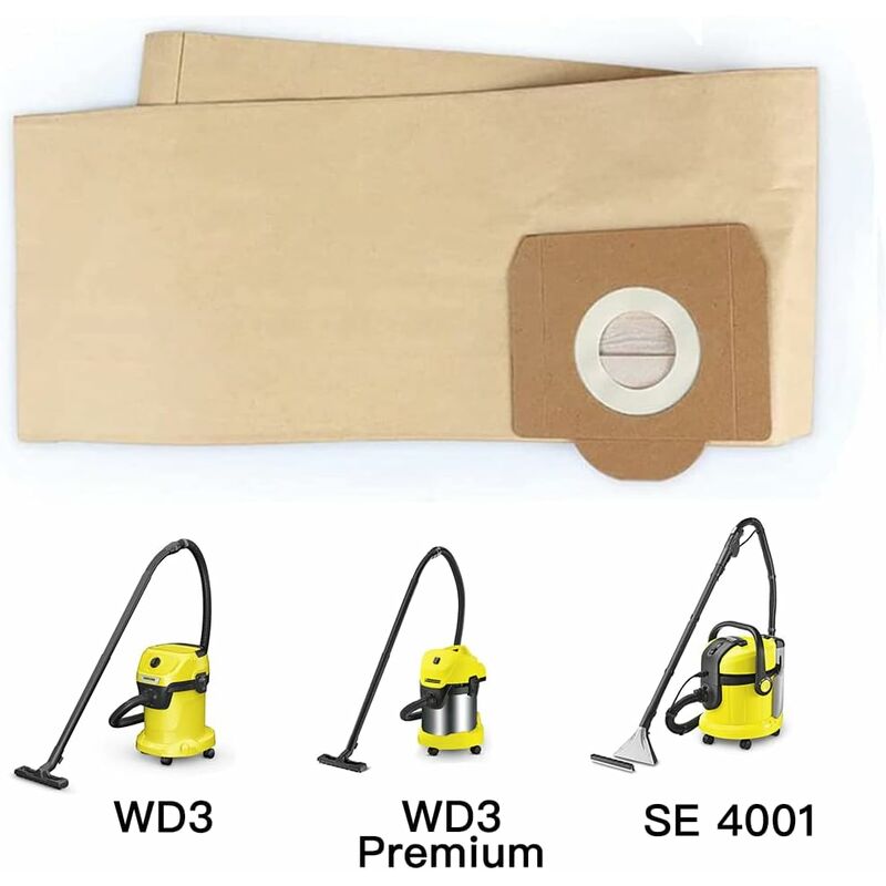 5 pcs Upright Vacuum Cleaner Bag, For Karcher Wd3, Wd 3 Premium, Wd3200, Wd3500P, A2204, A2534, Se4001