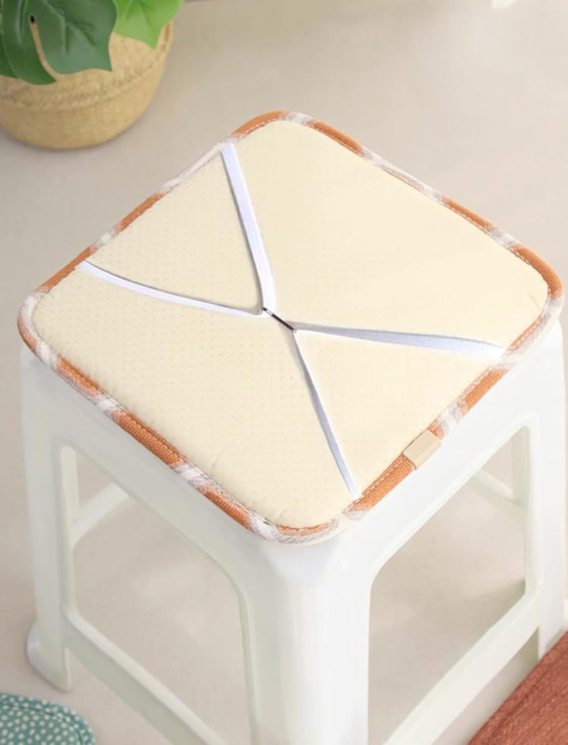 Square Bar Stool Seat Cushion with Ties 12 × 12 Inch Breathable Stool Cushion Cover Barstool Cushion Seat Pad Set of 2 (12 × 12 inch, White) — image 4
