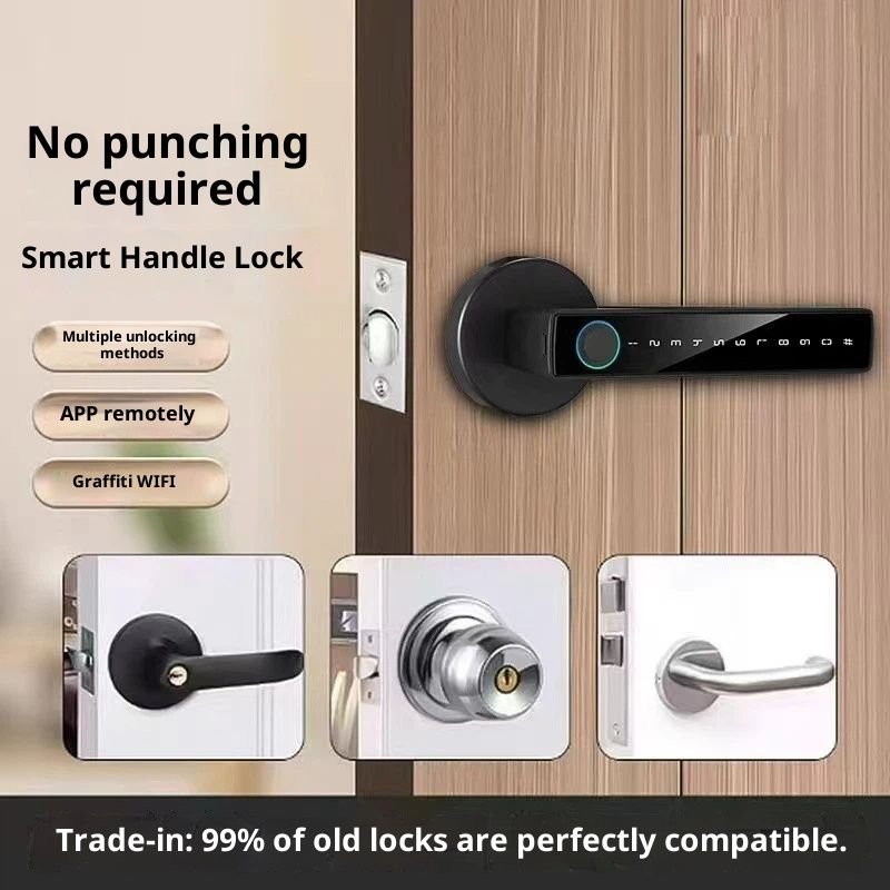 [New] Smart Lock Fingerprint Door Lock,Lock Smart Lock Keyless Entry Door Lock Reader,Home Bedroom Apartment(Black) — image 2