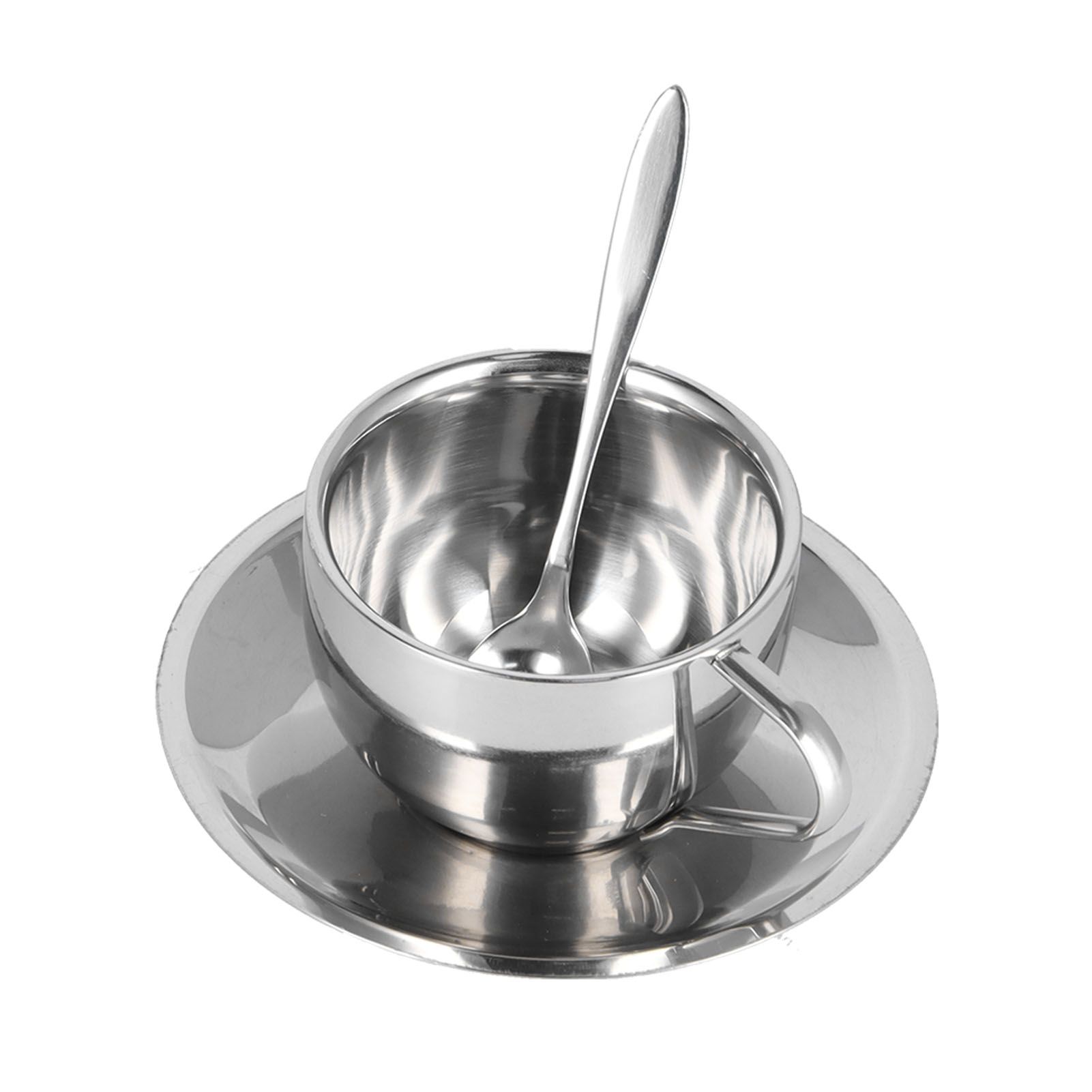 3PCS/Set Insulated Coffee Cup Set Stainless Steel Double Walled Mugs Milk Tea Cup with Saucer Spoon Set180ML โ image 6