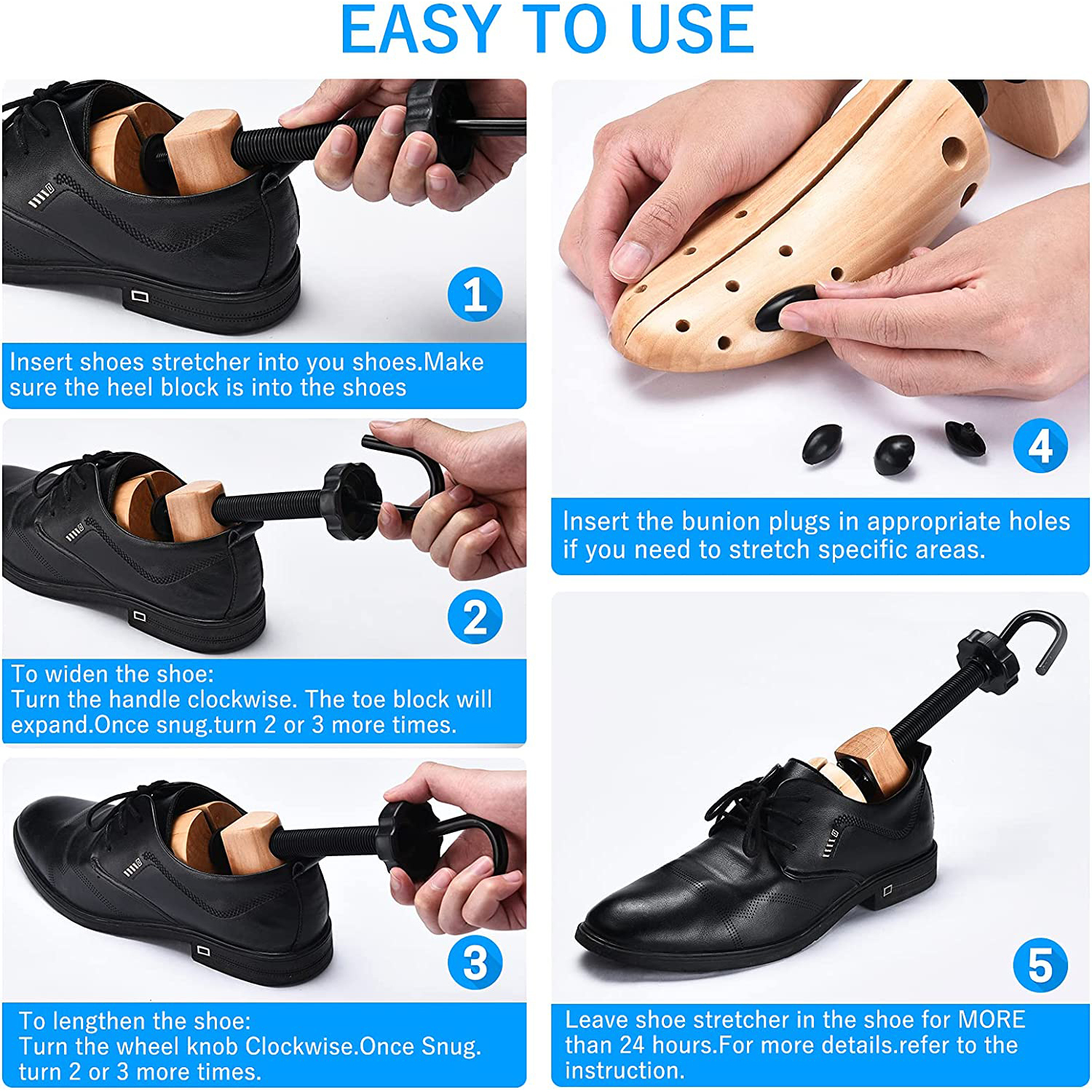 Wooden Shoe Stretcher 2 Pack for Yux 39-41 Compatible with Braun — image 5