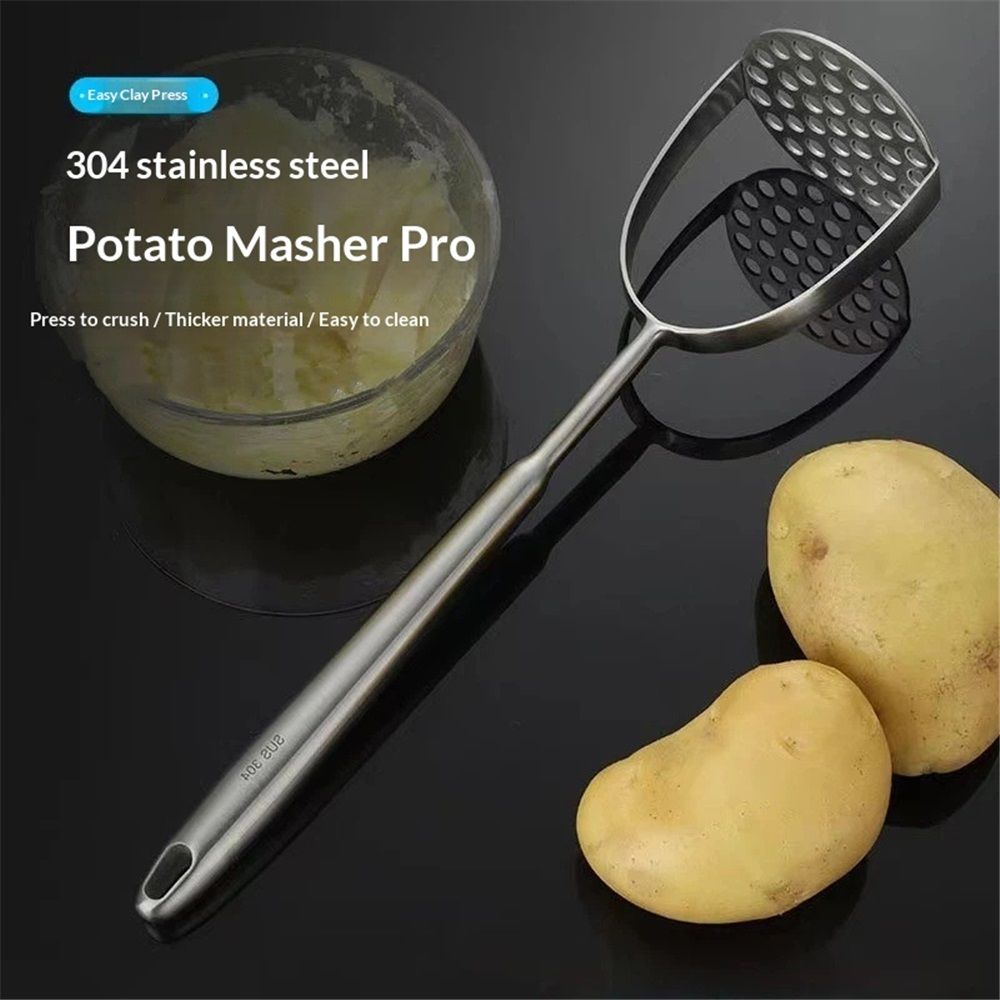 Potato Masher Stainless Steel, Long handle Potato Smasher, Mashed Potatoes Masher Kitchen Tool for Avocado,Potatoes, Beans, Vegetables, Large Heavy Duty — image 2