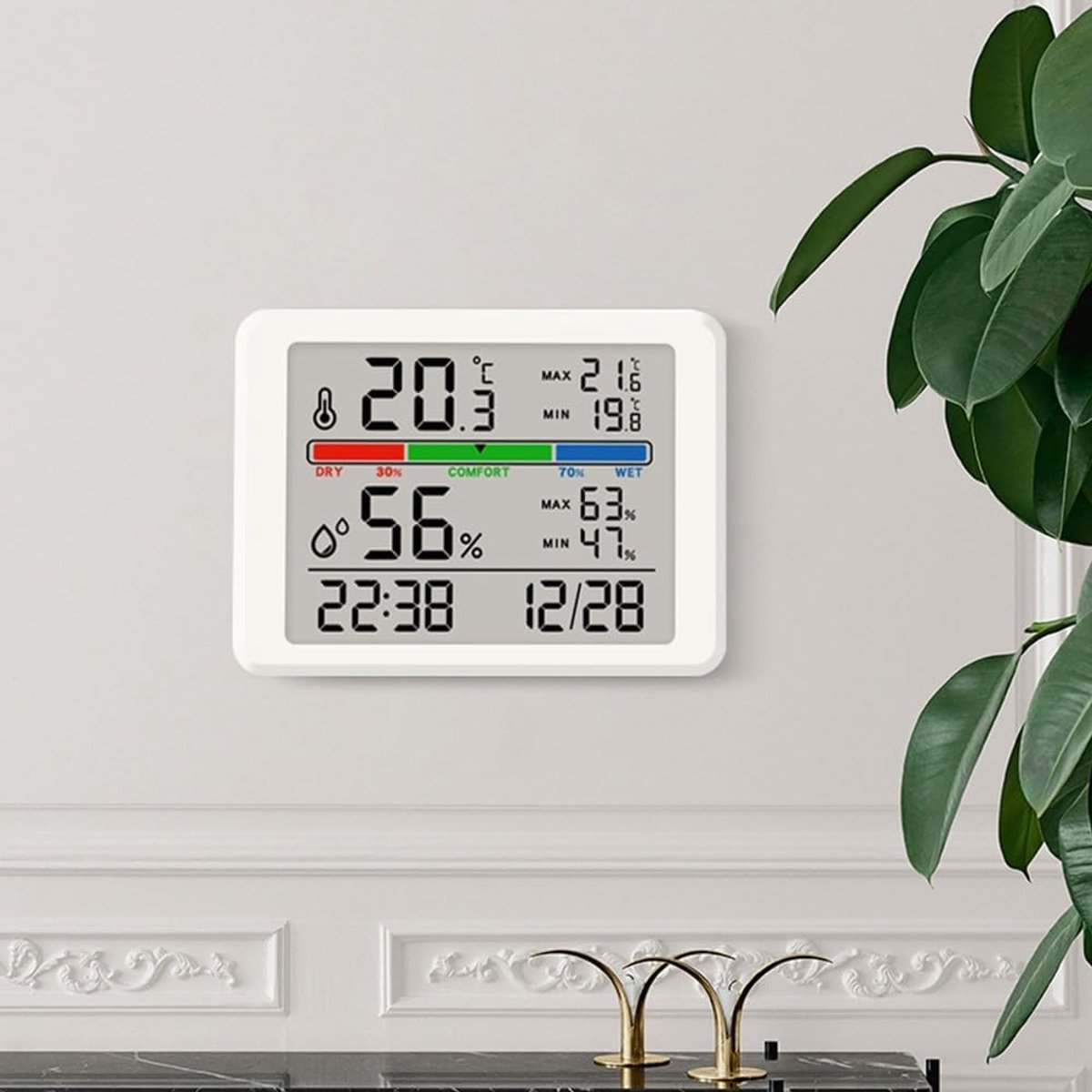 Wekker - Digital Hygrometer - Room Thermometer - Temperature and Humidity Meter - Baby's Room - Children's Room - Office - Kitchen - Wall Mounted in Garage — image 3