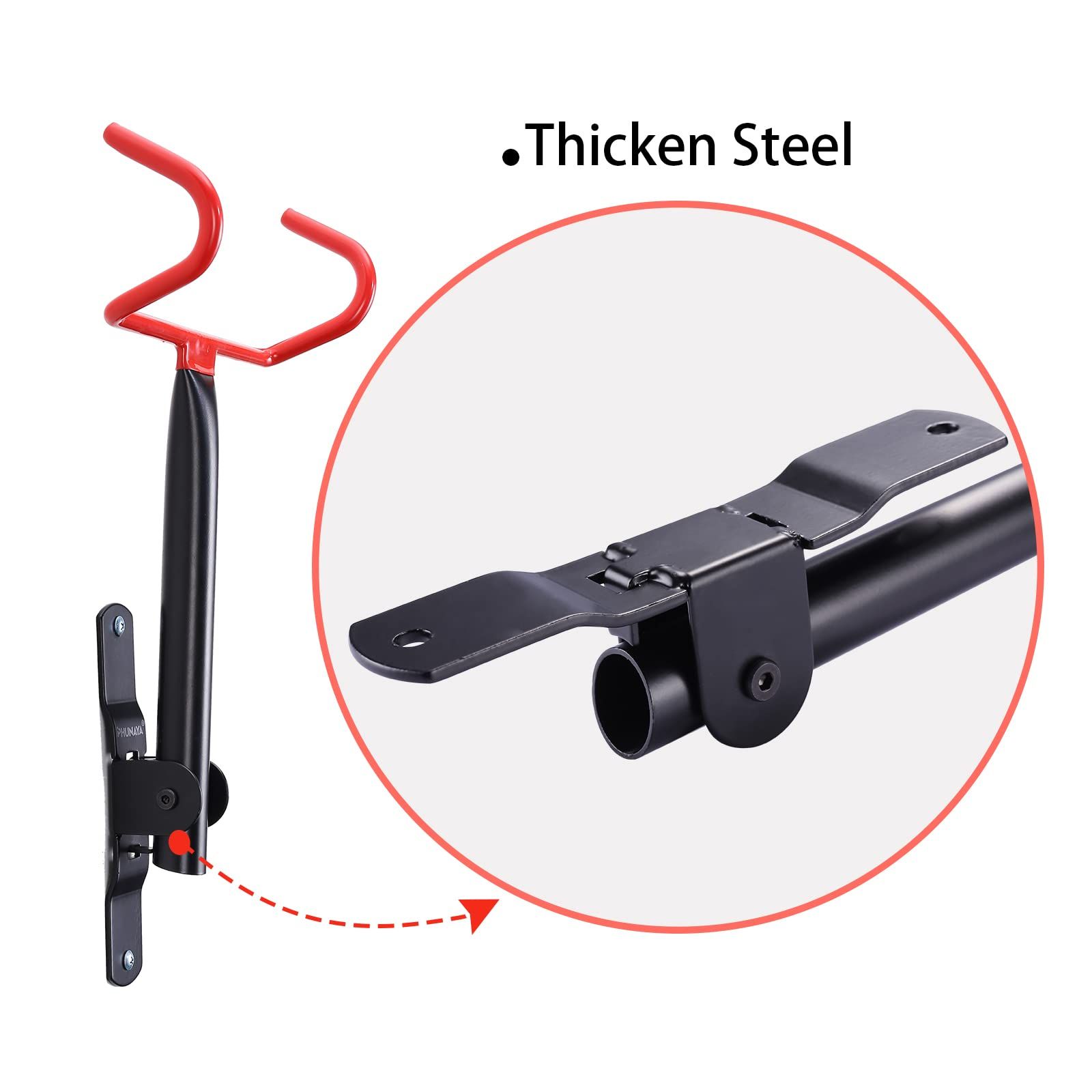 Bike Hanger Wall Mount Bike Hook Horizontal Foldable Bicycle Holder Garage Bike Storage Bicycle Hoist Heavy Duty Screws — image 2